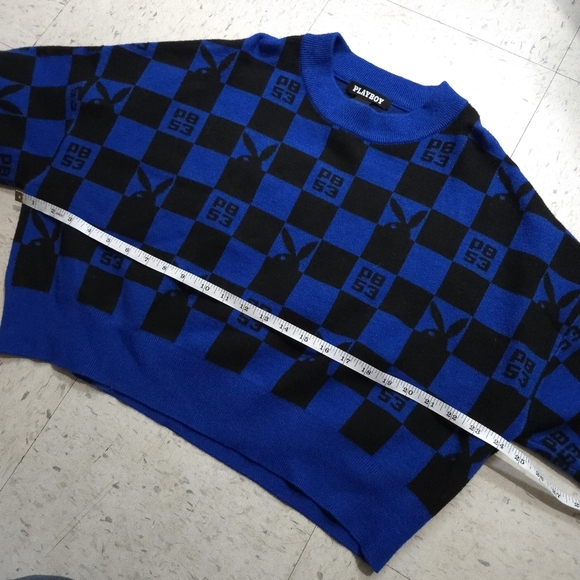 Playboy | Blue and Black Checkered Sweater - Picture 10 of 10